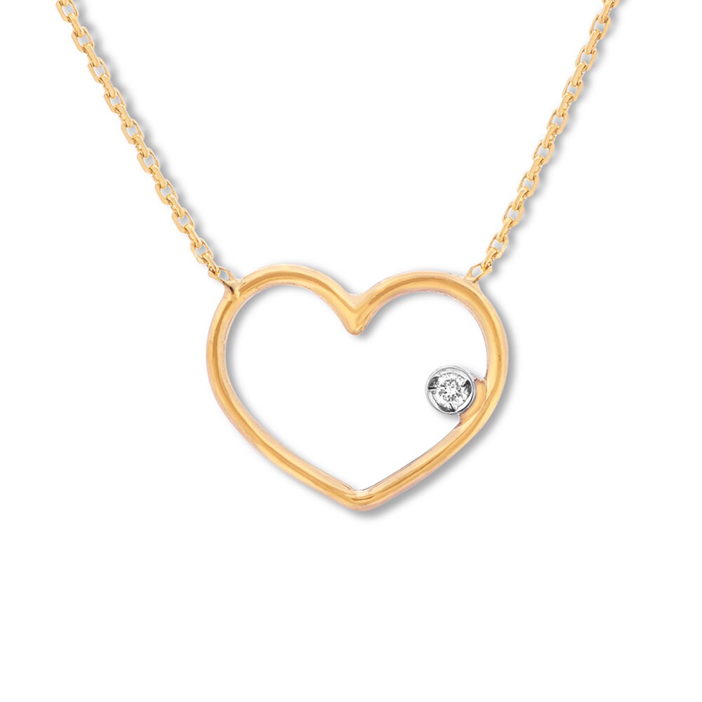 Diamond Heart Necklace 14K Two-Tone Gold 16\" Adjustable 0HMBMbfT
