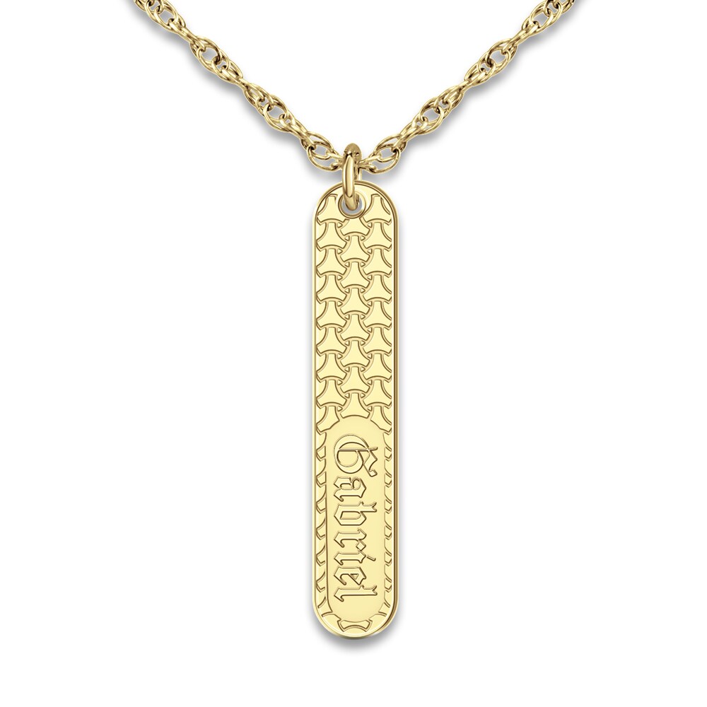 Men's Engravable Pendant Necklace 14K Yellow Gold 18" 0KZCtgVi
