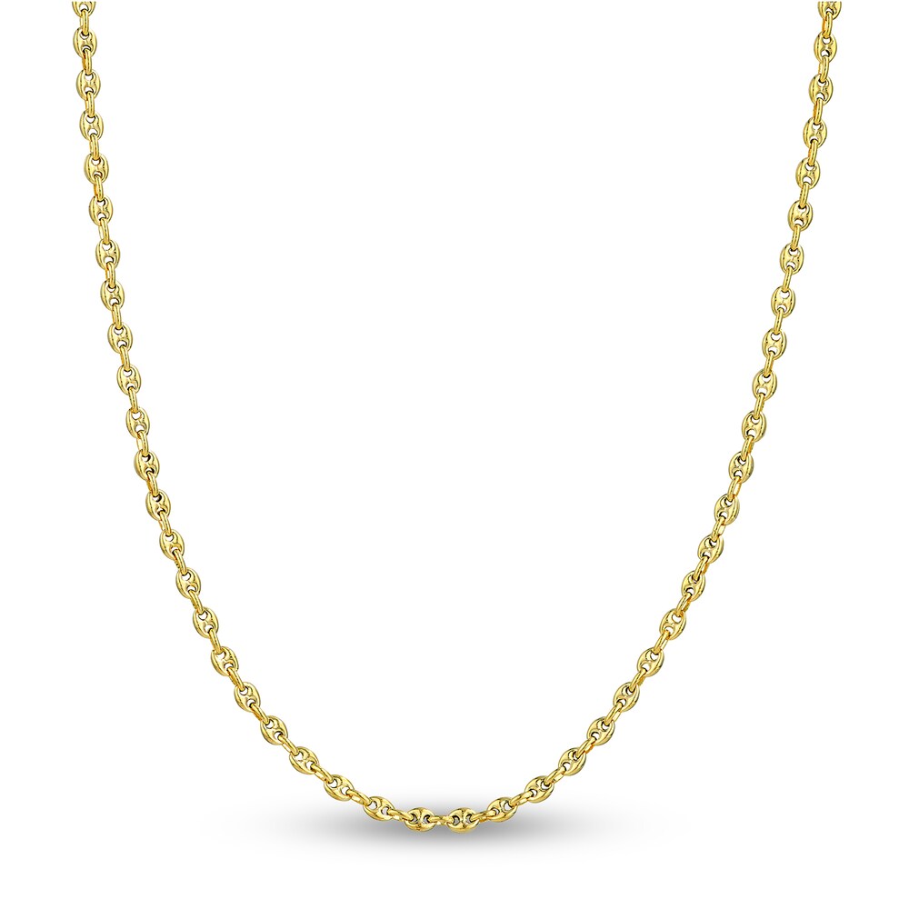 Puffy Mariner Link Necklace 14K Yellow Gold 18" 0MHLSO3n