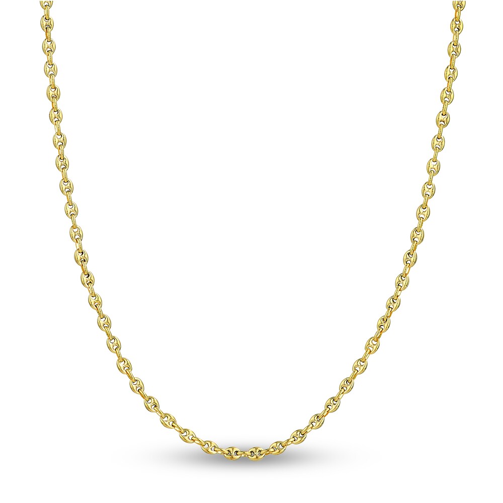 Puffy Mariner Link Necklace 14K Yellow Gold 18\" 0MHLSO3n