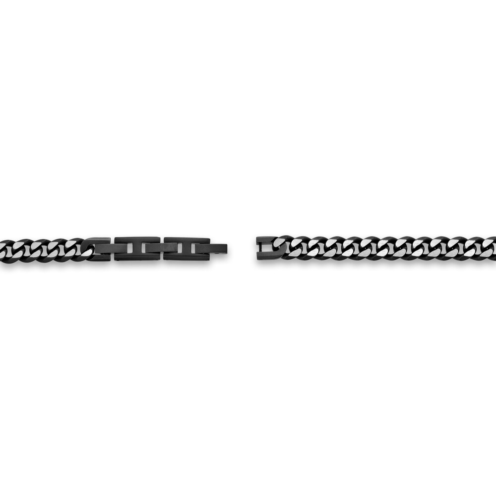 Men\'s Curb Chain Necklace Black Ion-Plated Stainless Steel 8mm 22\" 0NEHXvIm