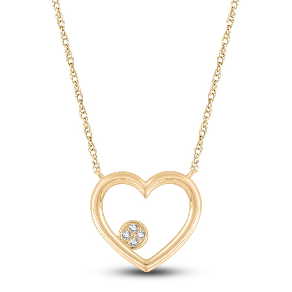 Heart Pendant Necklace Diamond Accents 10K Yellow Gold 18" 0QRIIKAx