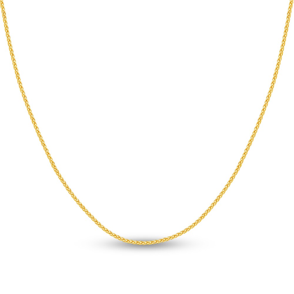 Round Wheat Chain Necklace 14K Yellow Gold 18" 0STWz57P
