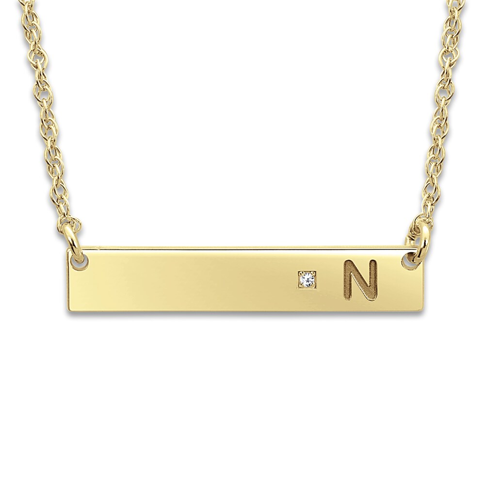 Bar Pendant Necklace Diamond Accent 14K Yellow Gold 18" 0T4NEPVY