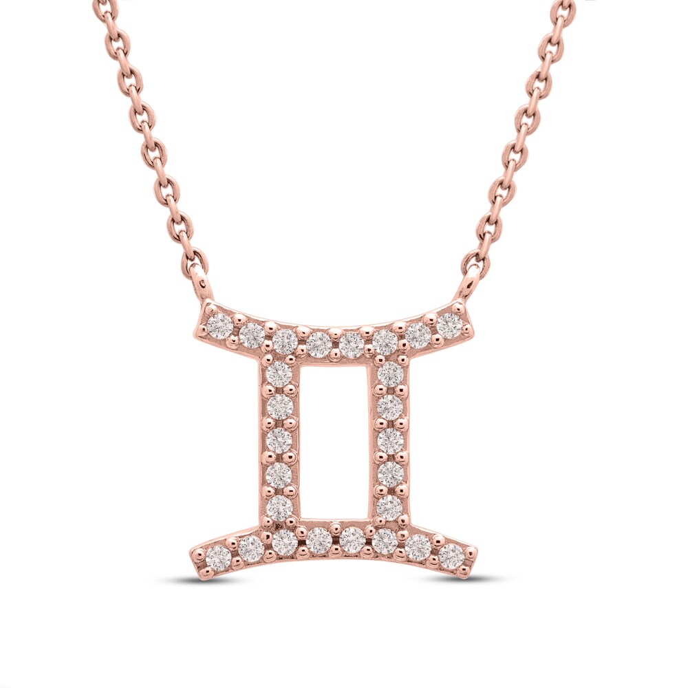 Diamond Gemini Necklace 1/10 ct tw 10K Rose Gold 0XhkfsCi