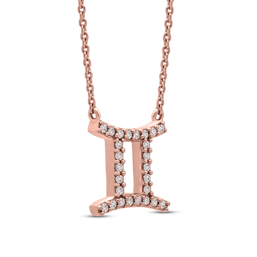 Diamond Gemini Necklace 1/10 ct tw 10K Rose Gold 0XhkfsCi