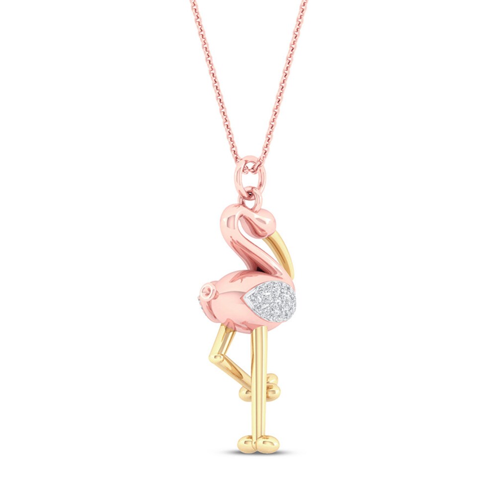Flamingo Necklace 1/10 ct tw Diamonds Sterling Silver 14K Plated 0ZHMzbxt