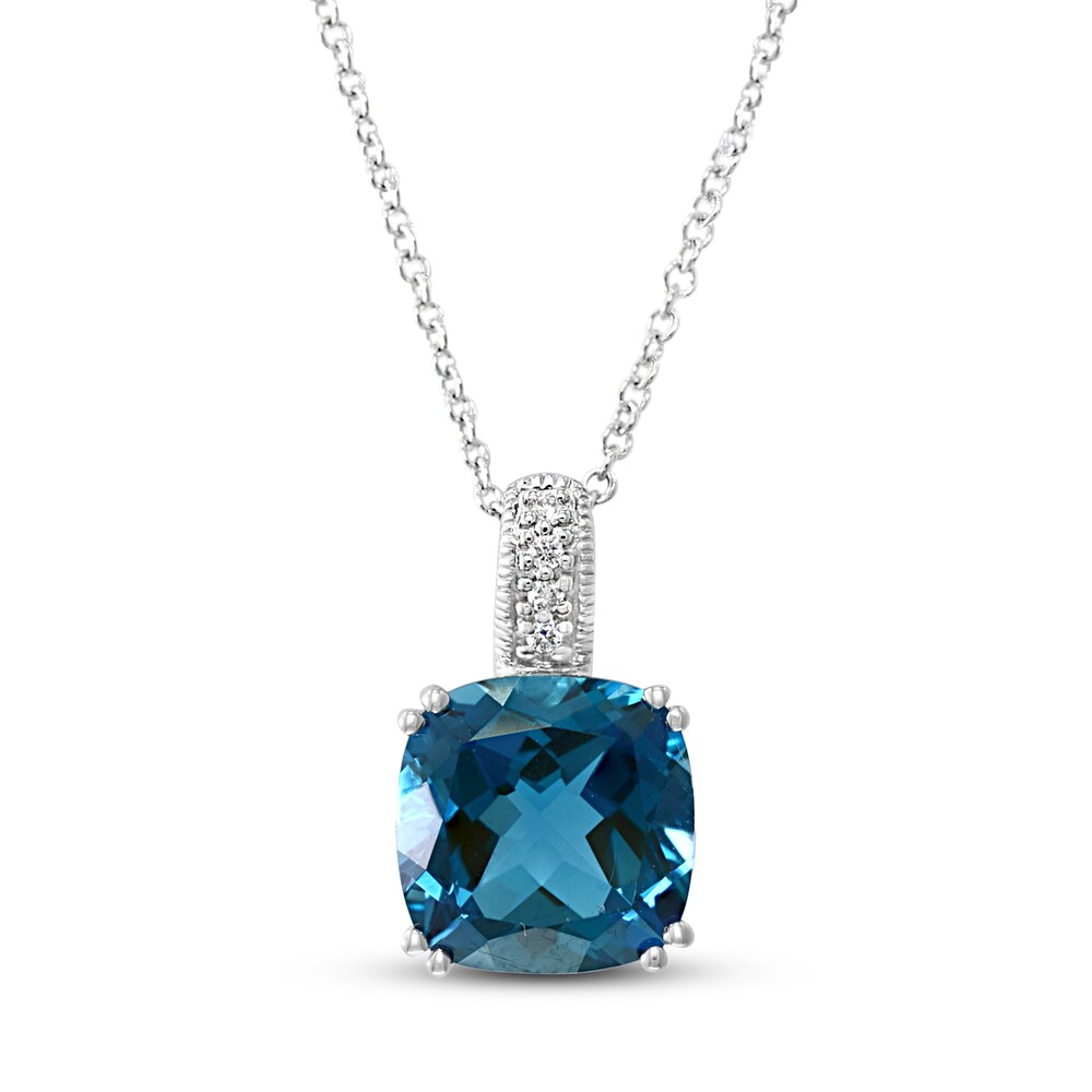 Effy Natural Blue Topaz Necklace Diamond Accents 14K White Gold 0eA1NTpp