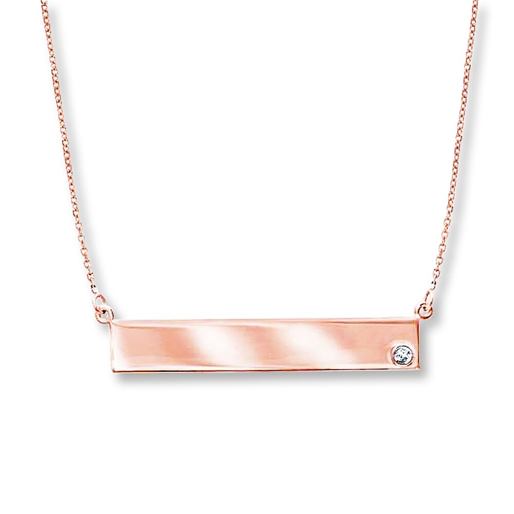 Bar Necklace Diamond Accent 14K Rose Gold 0fqnxl0H