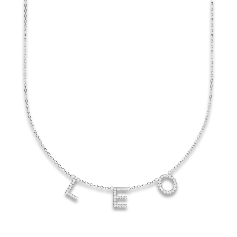 Juliette Maison Diamond Station Name Necklace 3/8 ct tw Round 10K White Gold 0gGa01xB