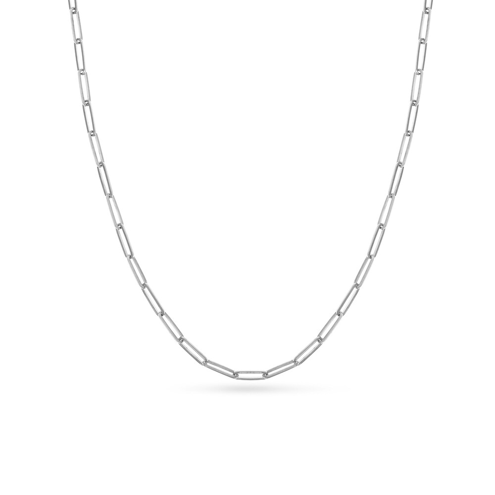 Paper Clip Chain Necklace 14K White Gold 20" 0hLPKPed
