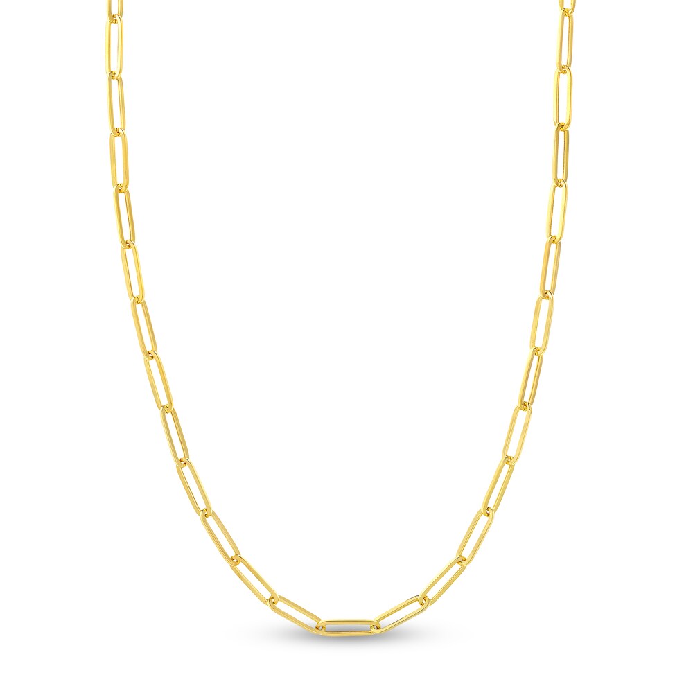 Paper Clip Chain Necklace 14K Yellow Gold 18\" 0hwhFdC8