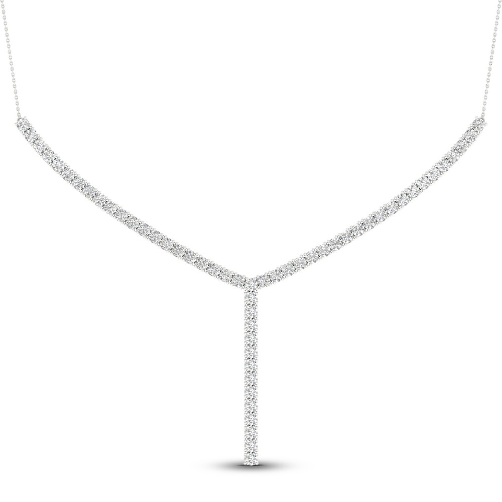 Lab-Created Diamond Y Necklace 5 ct tw Round 14K White Gold 0vdt3zt9