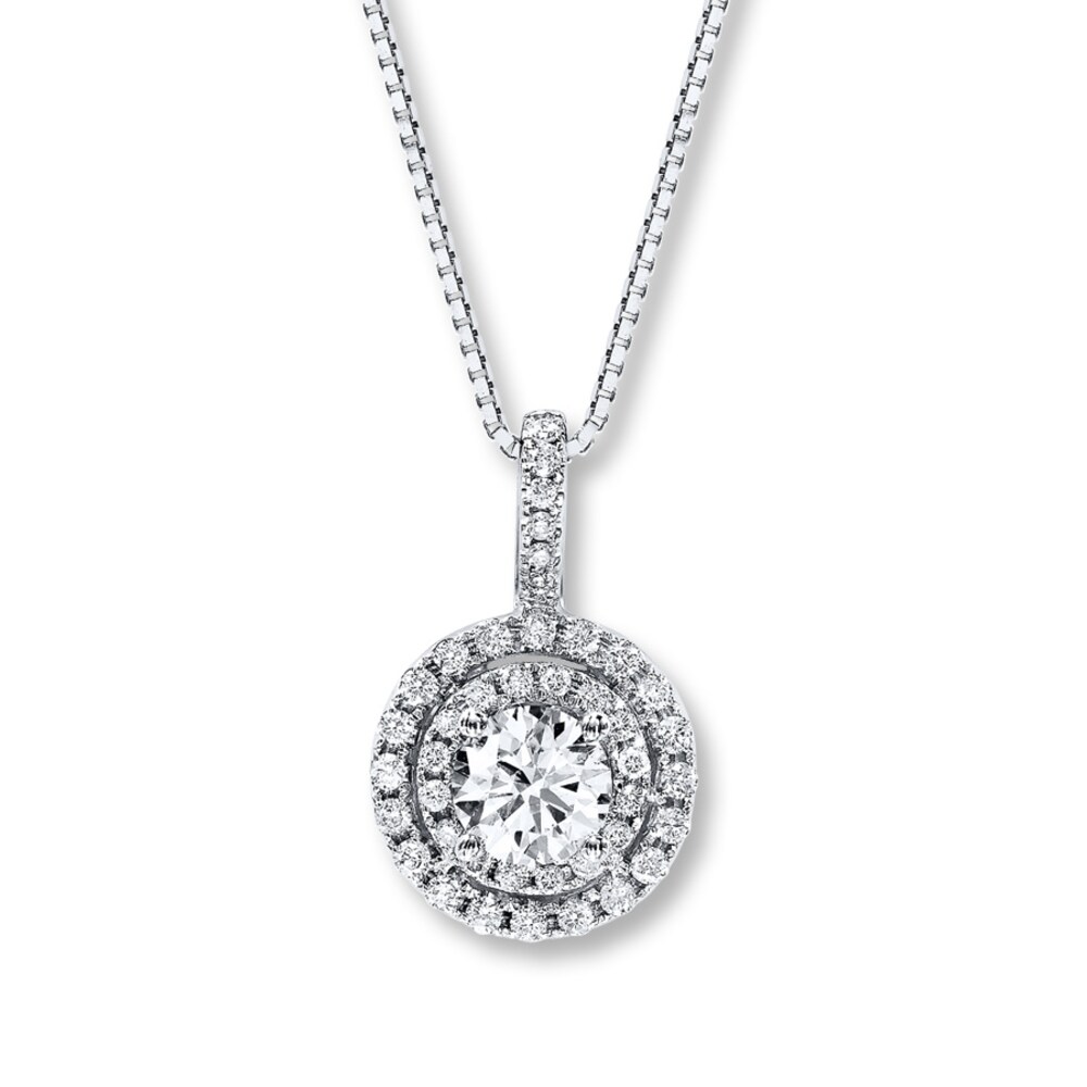 Diamond Necklace 3/4 ct tw Round-cut 14K White Gold 11dOH5OZ