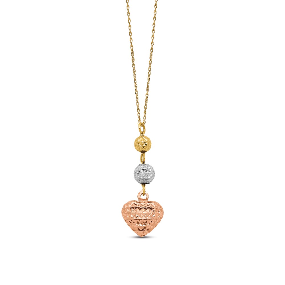 Heart Chain Necklace 14K Tri-Tone Gold 1BAkHunl