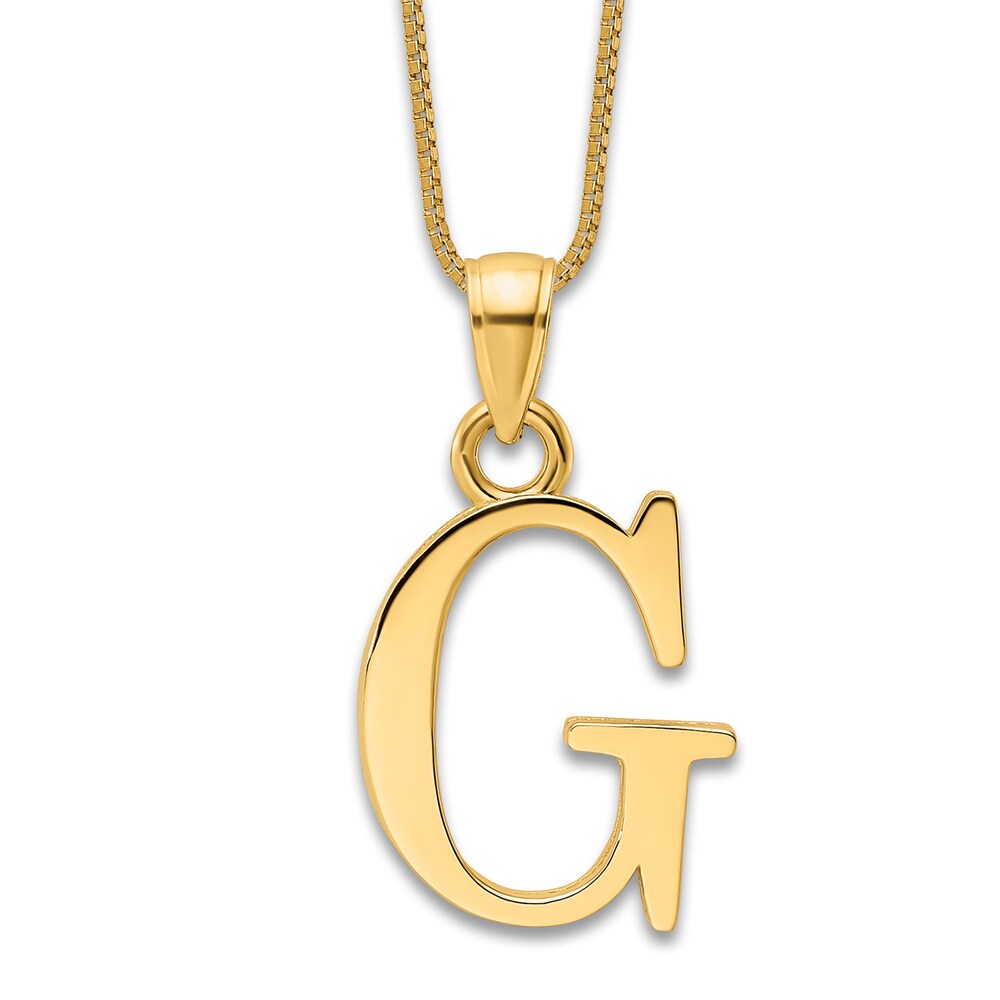 Initial G Charm 14K Yellow Gold 18" 1C7fqNpJ