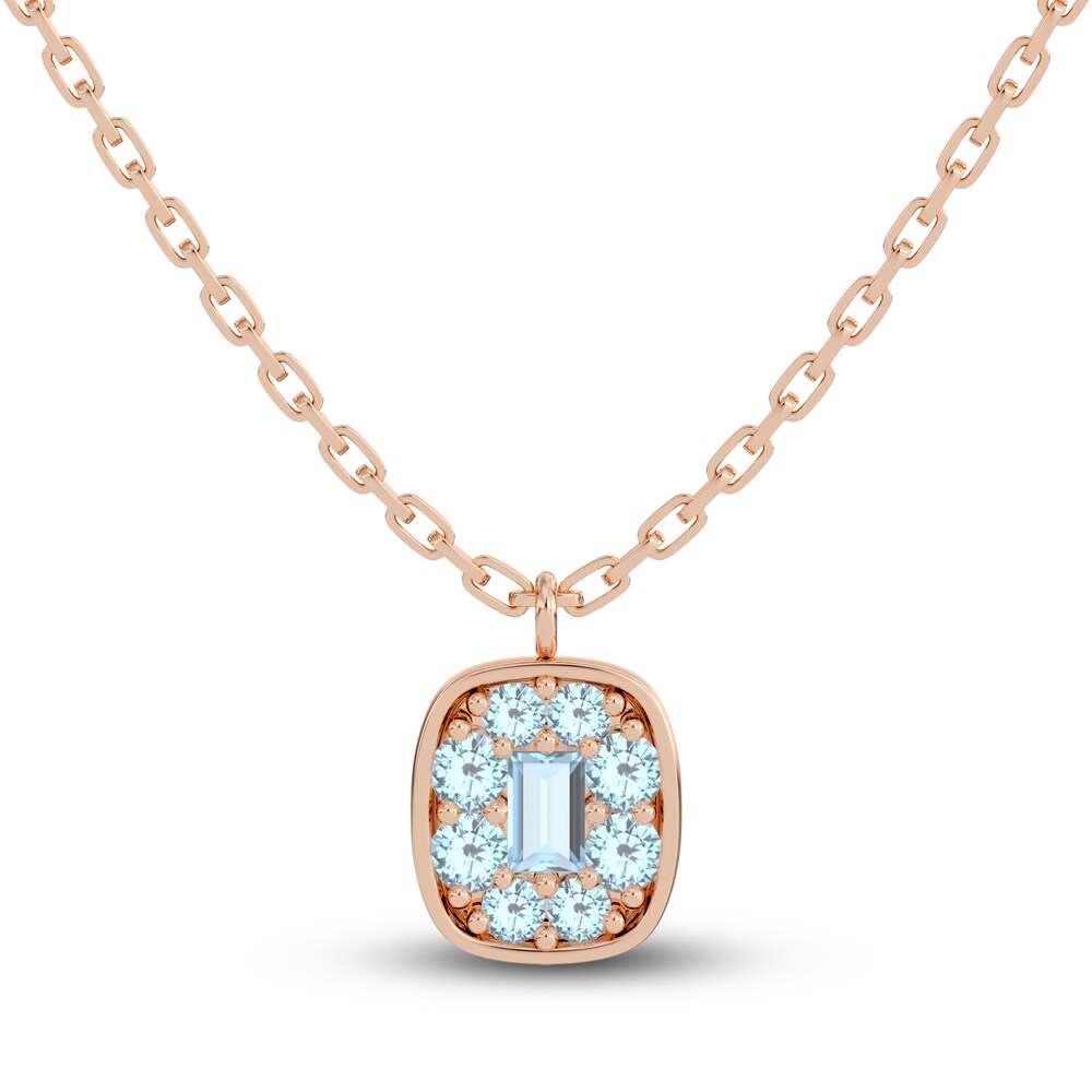 Juliette Maison Natural Aquamarine Pendant Necklace 10K Rose Gold 1CXTNZEi