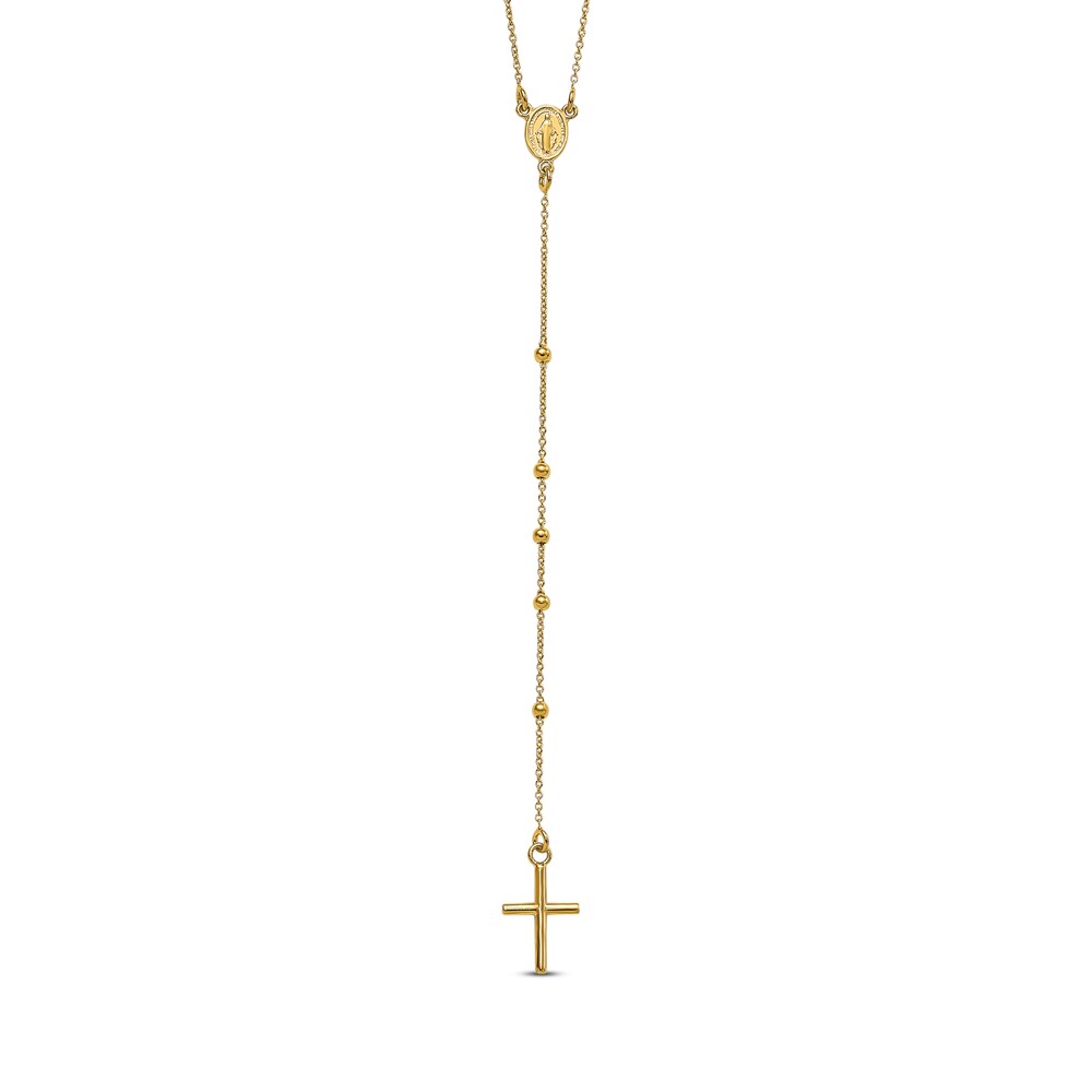Slip-On Cross Rosary Necklace 14K Yellow Gold 1Esfh7j1