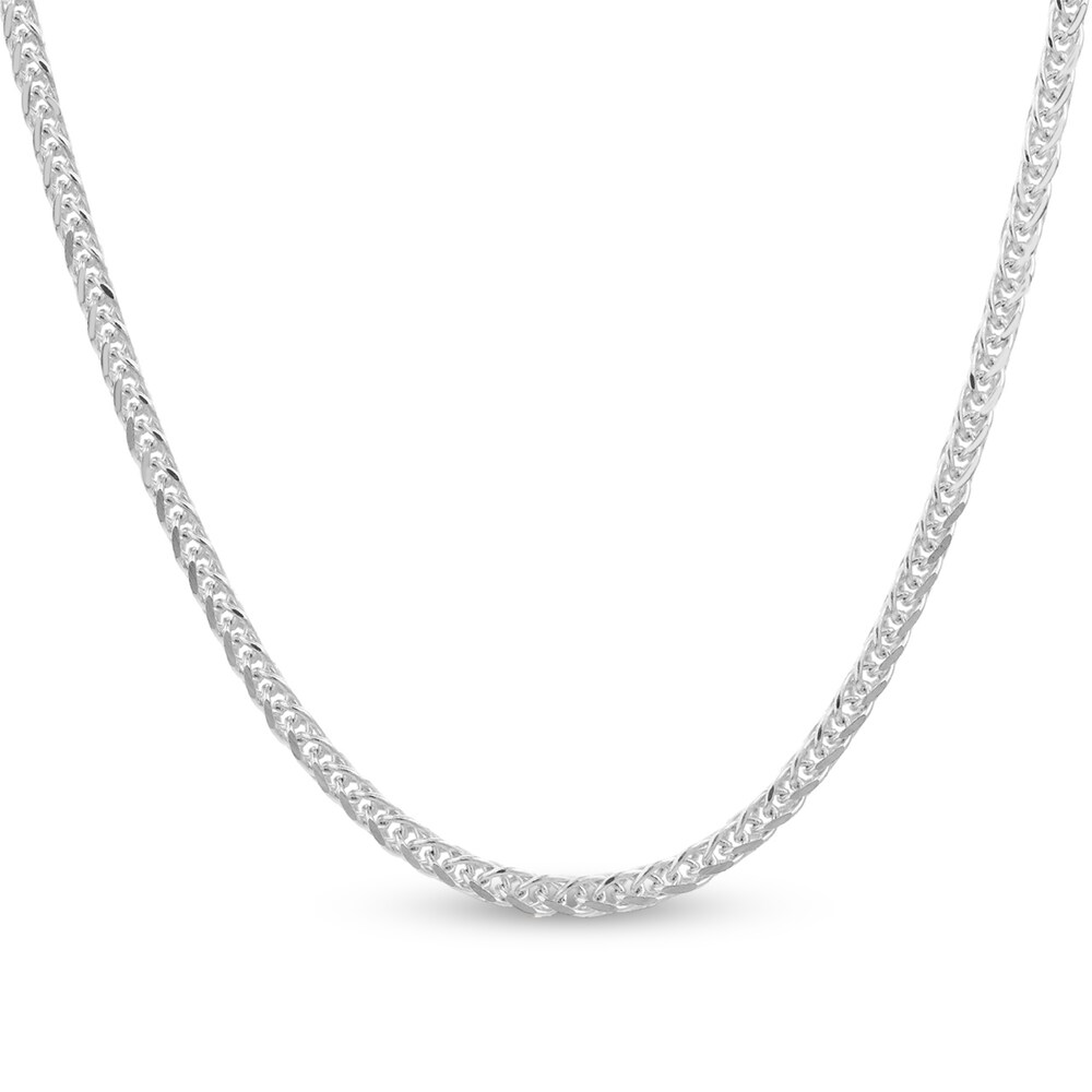 Square Wheat Chain Necklace 14K White Gold 24\" 1Fa0PRK2