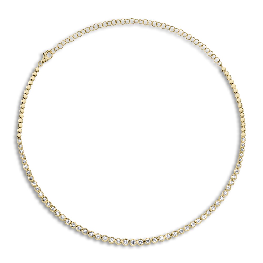 Shy Creation Diamond Tennis Necklace 3-3/8 ct tw Round 14K Yellow Gold 18" SC55021358V2Z18 1LLgkn48