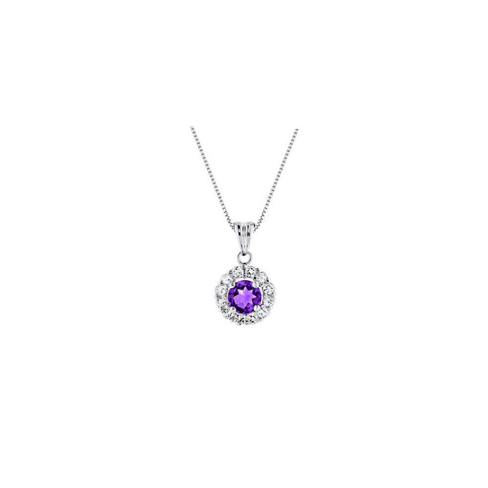 Amethyst Necklace Lab-Created Sapphires Sterling Silver 1PpzJSaP