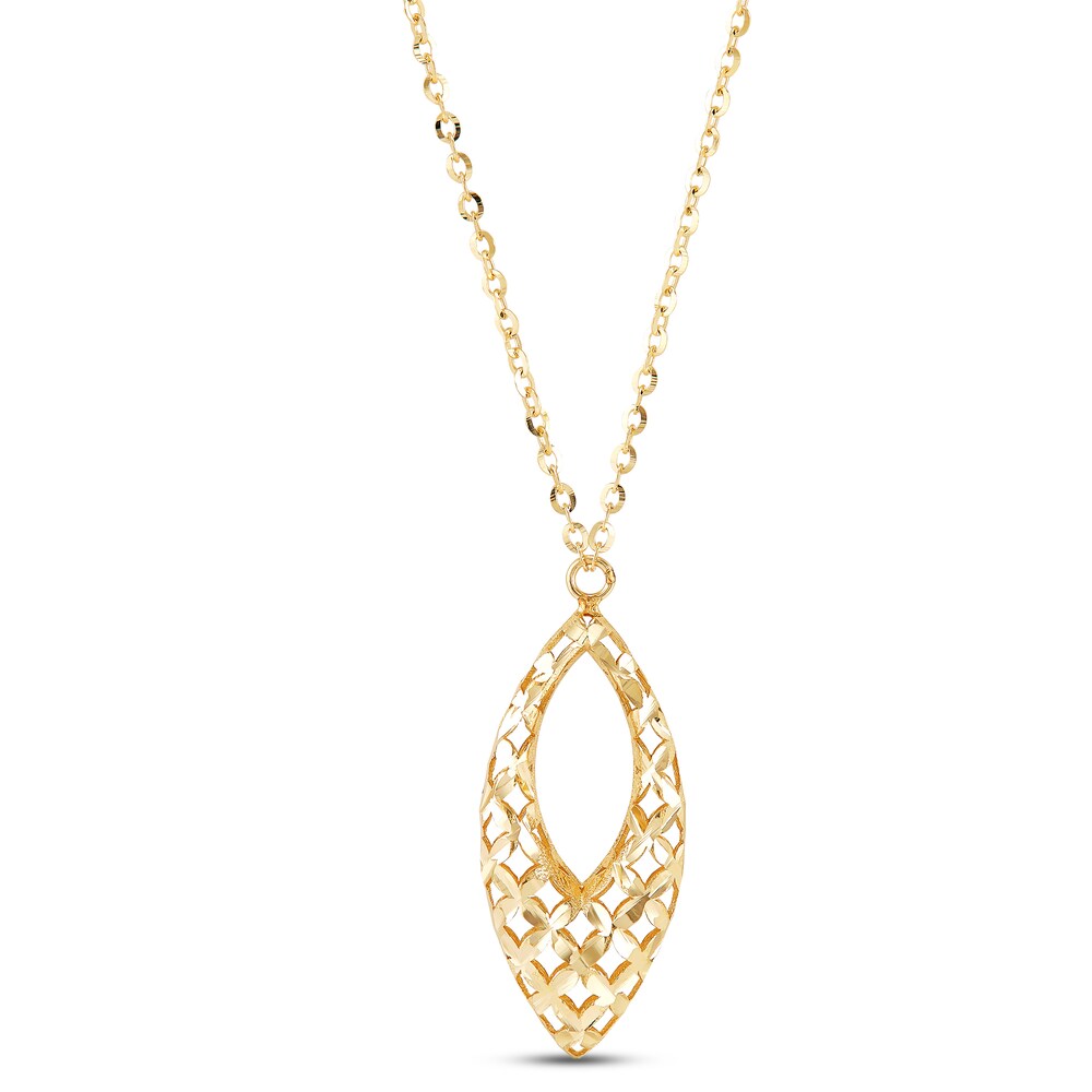 Italia D\'Oro Marquise Pendant Necklace 14K Yellow Gold 1c0pC3aI