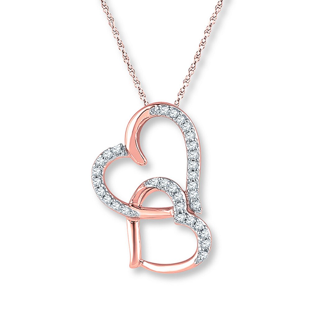 Diamond Heart Necklace 1/10 ct tw Round-cut 10K Rose Gold 1hgqpIGc