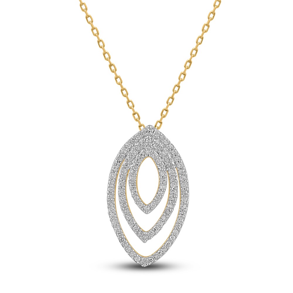 Diamond Marquise Necklace 1/3 ct tw Round 14K Yellow Gold 18" 1kG8n4Yi