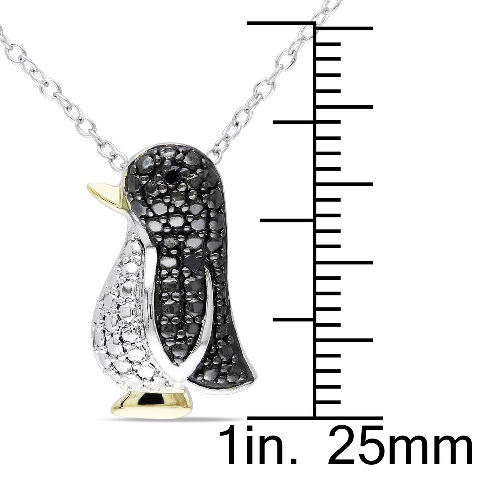 Black Diamond Penguin Necklace Diamond Accents Sterling Silver 18\" 1olxEH0L