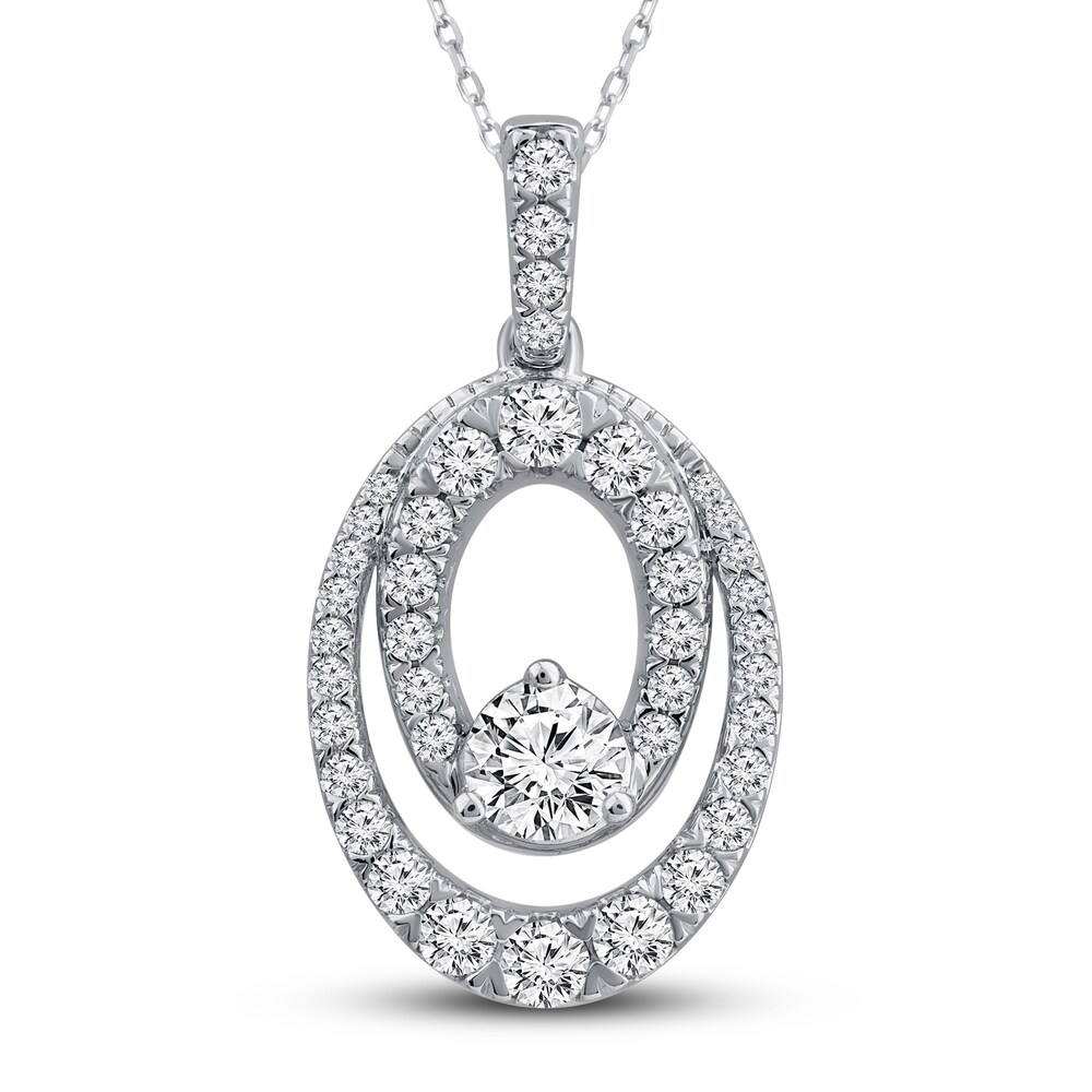 Closer Together Diamond Necklace 1 ct tw Round 14K White Gold 1tY33GnF