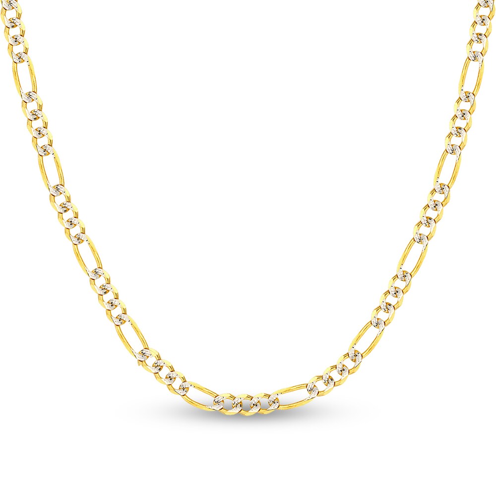 Figaro Chain Necklace 14K Two-Tone Gold 24" 1ttDW23S