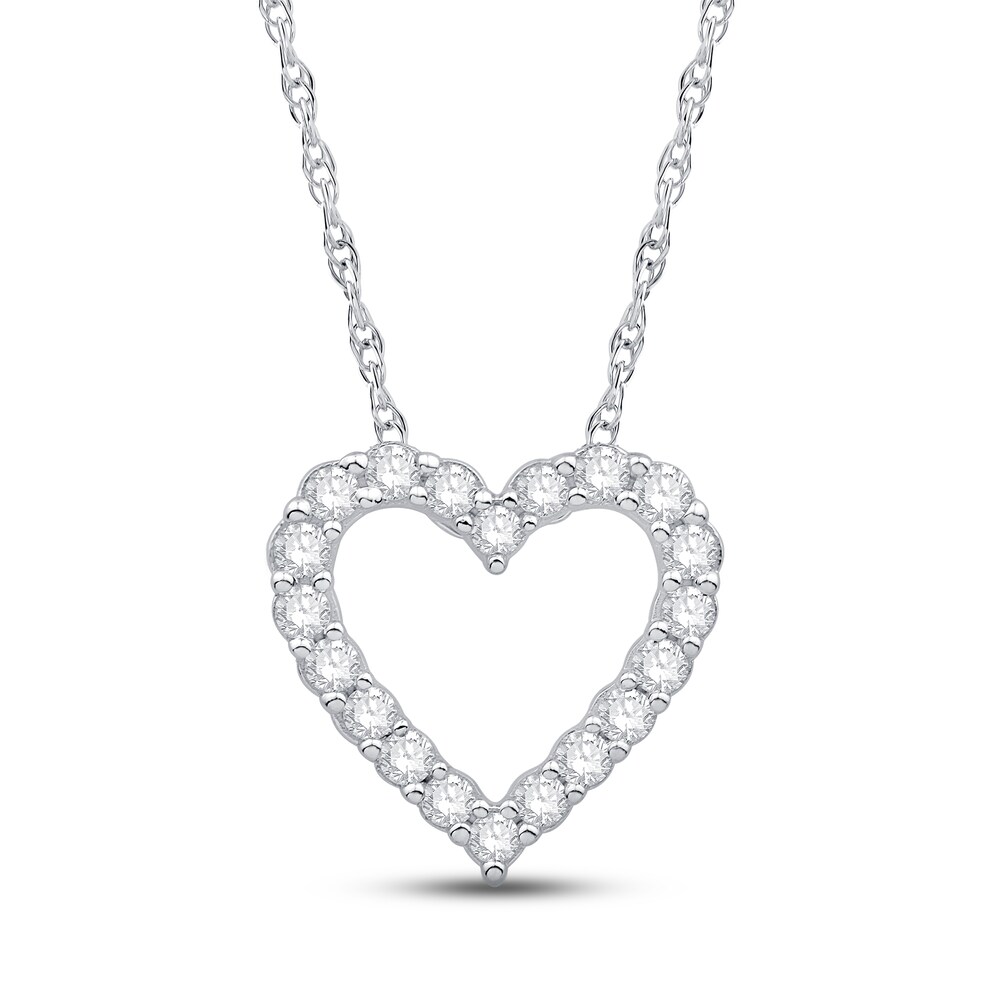 Diamond Heart Necklace 1/4 ct tw Round 10K White Gold 1vjokKGQ