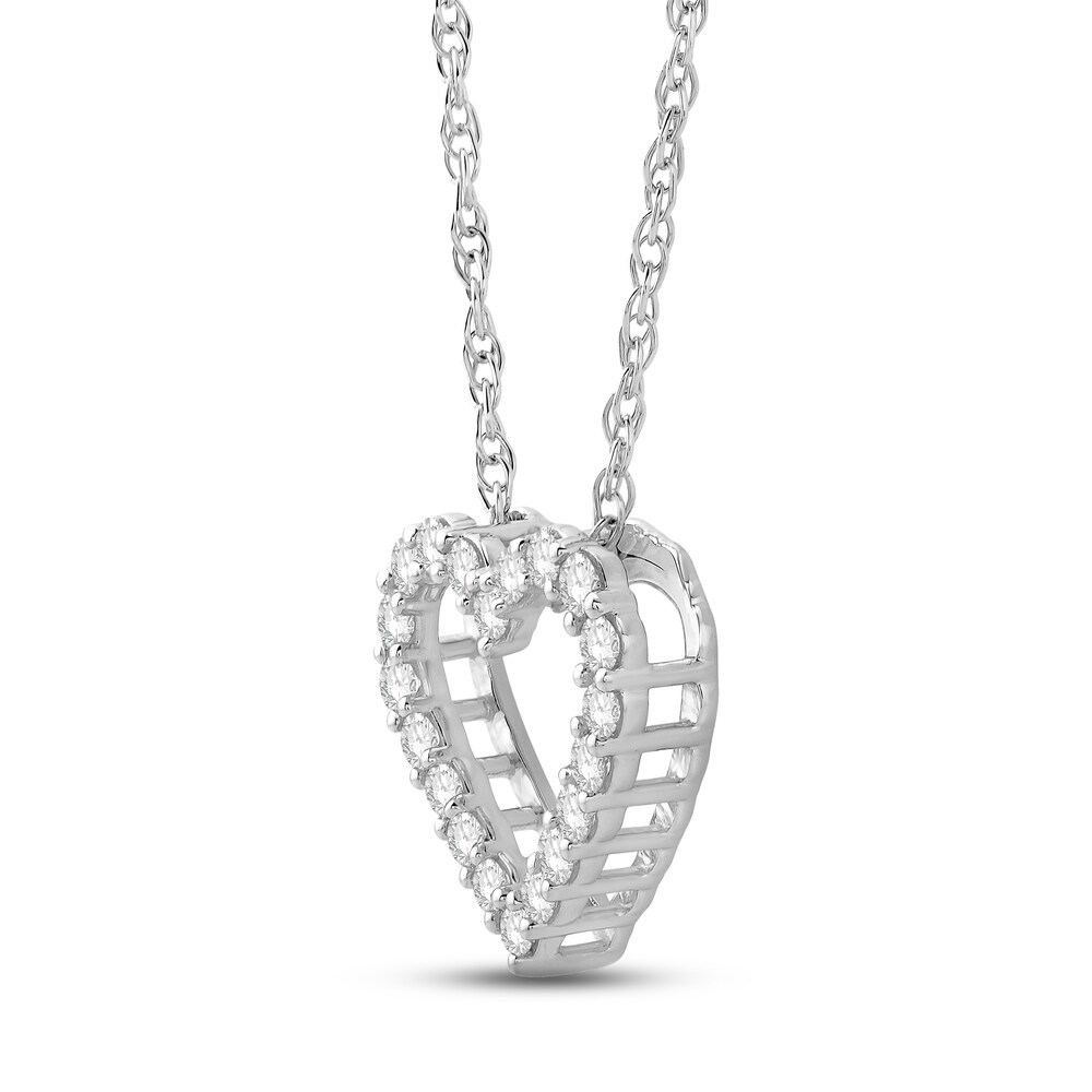 Diamond Heart Necklace 1/4 ct tw Round 10K White Gold 1vjokKGQ