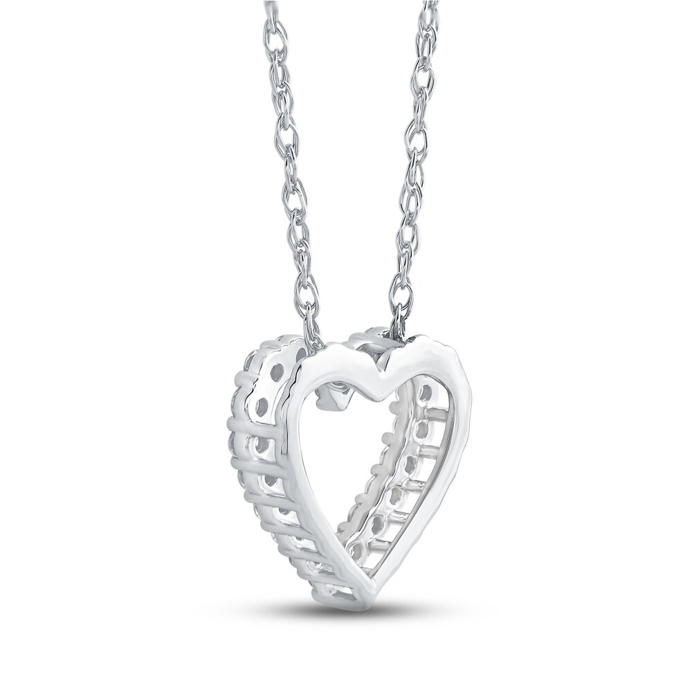Diamond Heart Necklace 1/4 ct tw Round 10K White Gold 1vjokKGQ