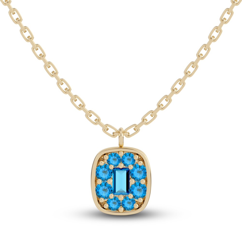 Juliette Maison Natural Blue Zircon Pendant Necklace 10K Yellow Gold 1zhur3I6