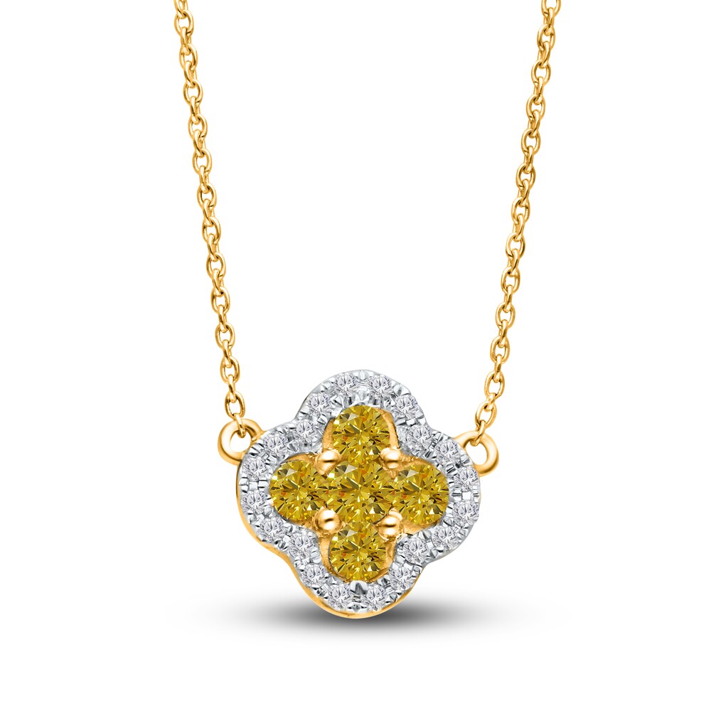 Kallati Natural Yellow Diamond Pendant Necklace 1/2 ct tw Round 14K Yellow Gold 2194hPkO