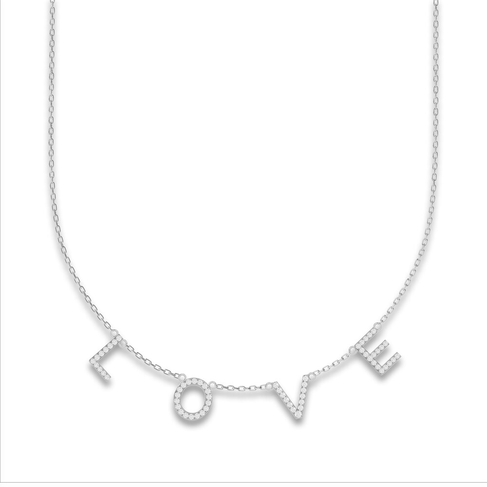 Juliette Maison Diamond Station Name Necklace 1/2 ct tw Round 10K White Gold 22Vp4IRC [22Vp4IRC]