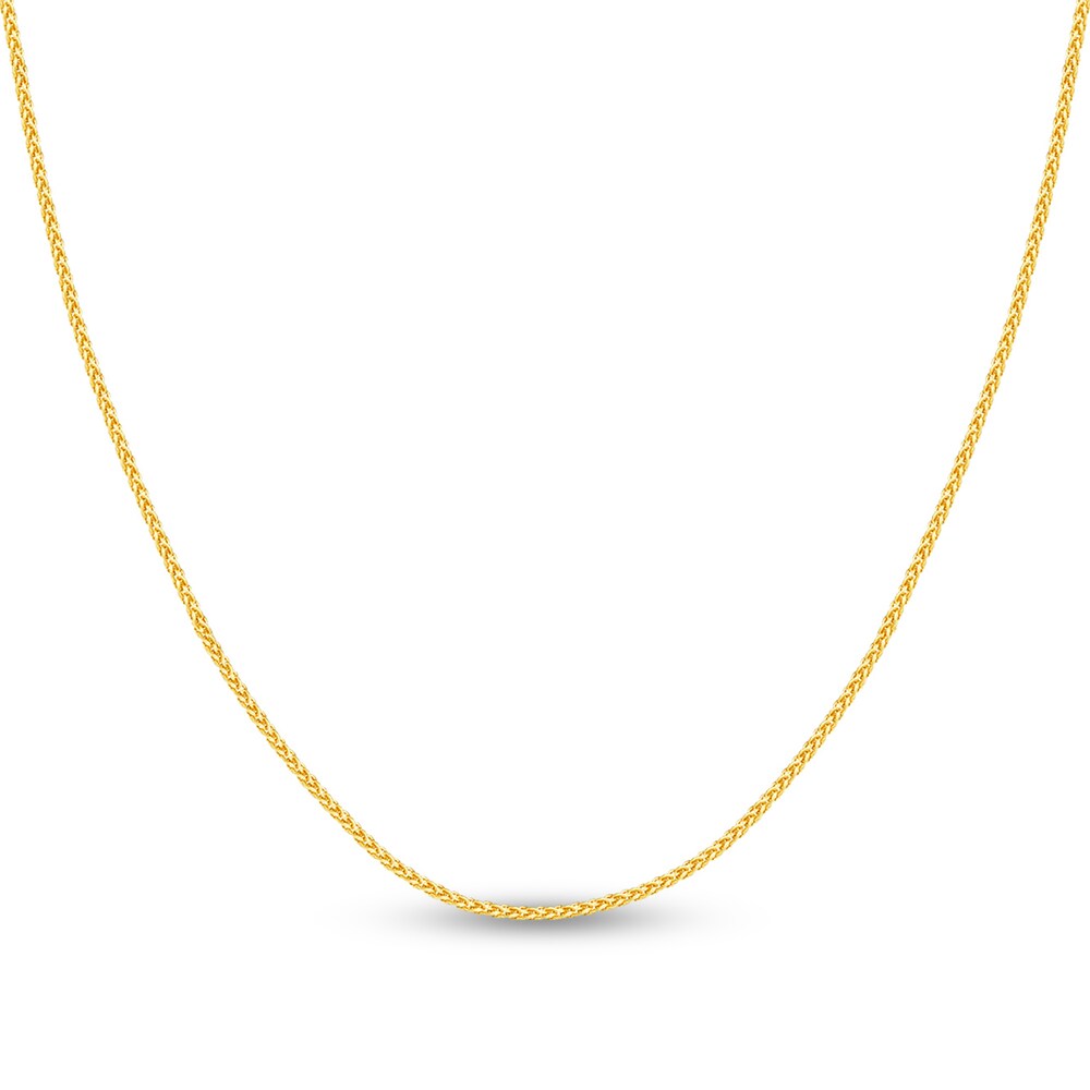 Round Wheat Chain Necklace 14K Yellow Gold 18" 25FeHf0K