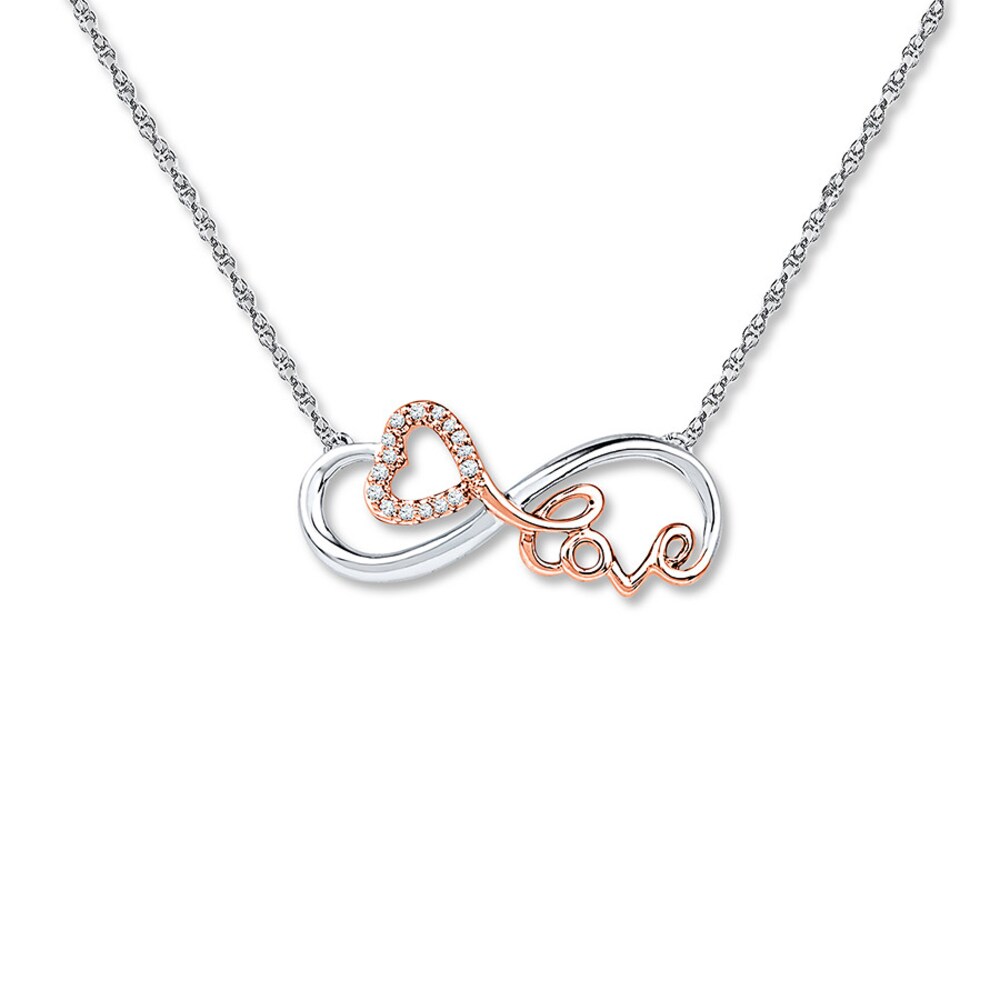 Infinity Heart Diamond Necklace Sterling Silver/10K Gold 26wFweti