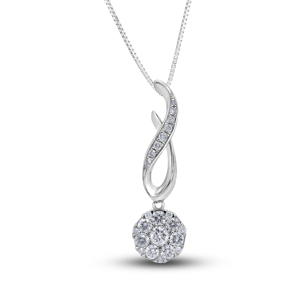 Diamond Drop Pendant Necklace 3/8 ct tw Round 10K White Gold 18" 2FTBg2ep