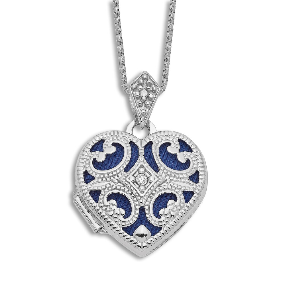 Heart Pendant Locket Necklace Diamond Accents 14K White Gold 18" 2JyrT5Ju