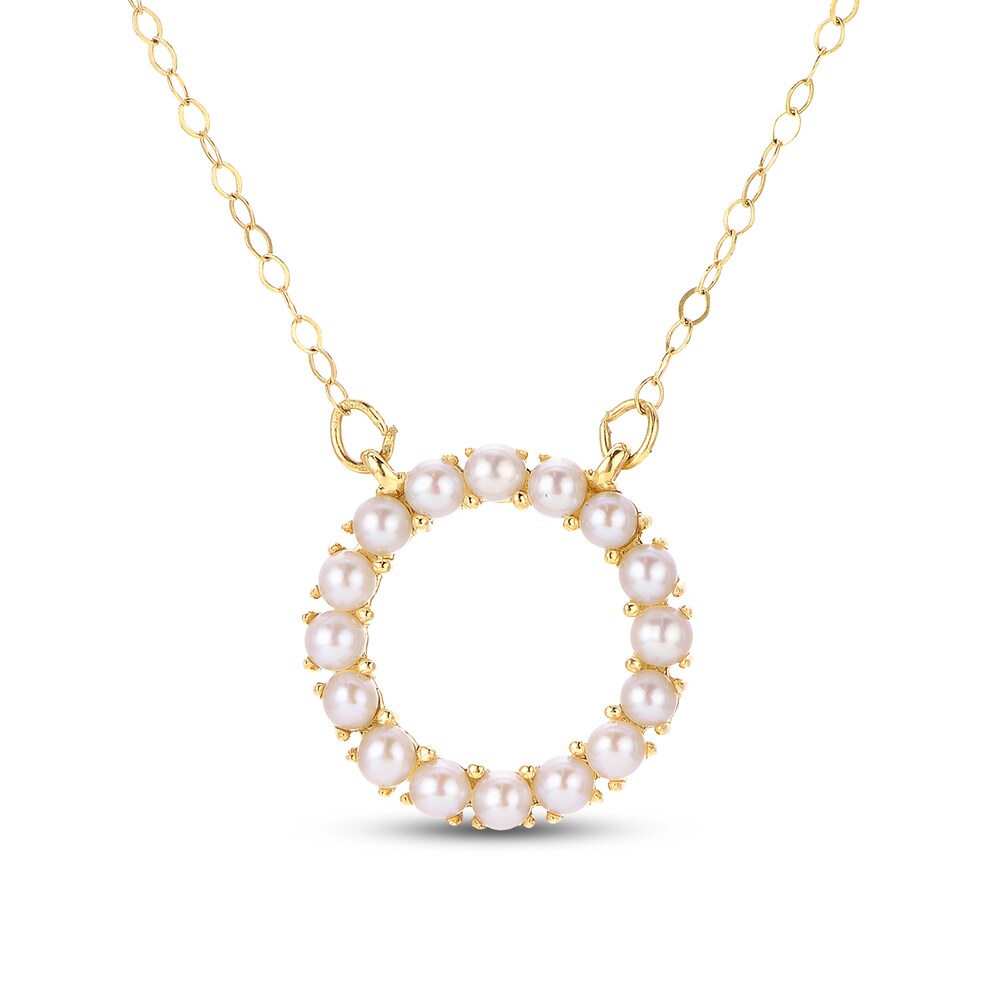 Cultured Freshwater Pearl Circle Necklace 14K Yellow Gold 2KbLLSq7