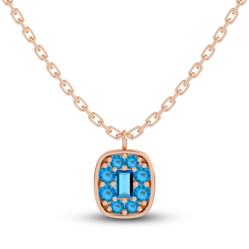 Juliette Maison Natural Blue Zircon Pendant Necklace 10K Rose Gold 2MOu0YCV