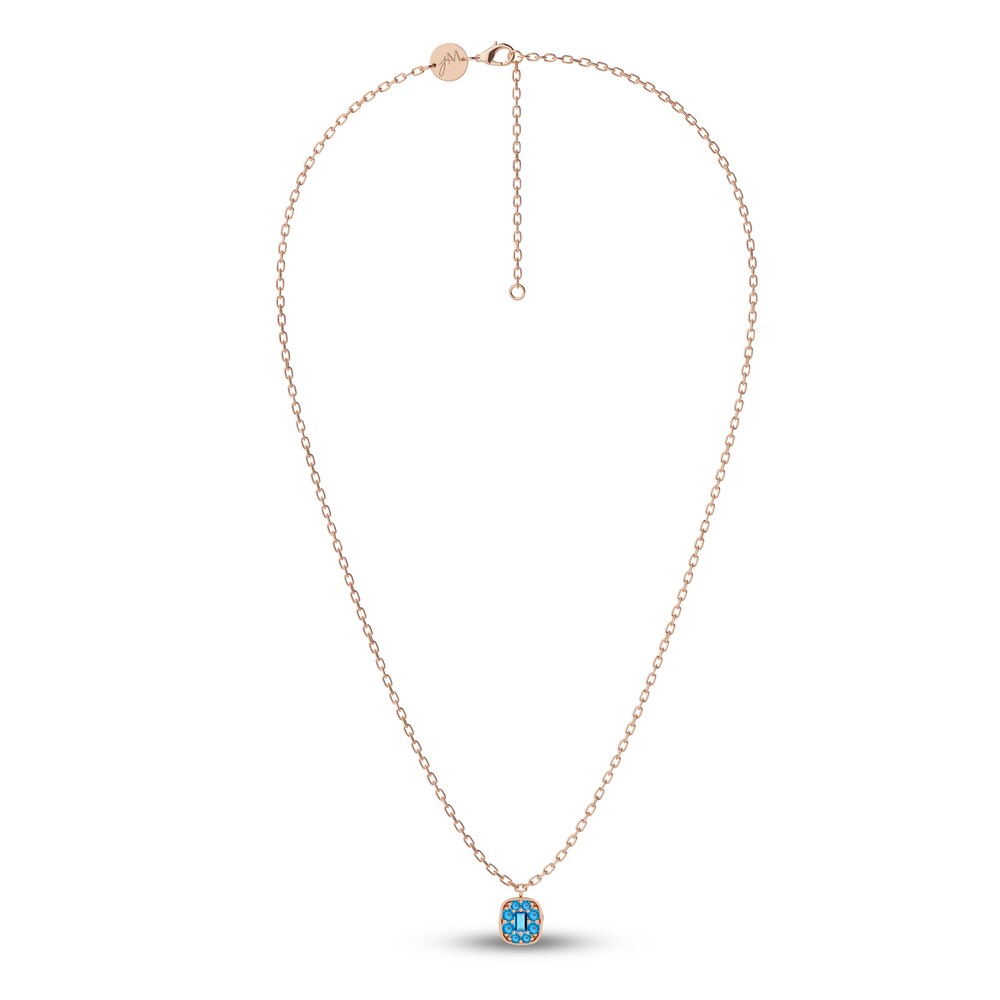 Juliette Maison Natural Blue Zircon Pendant Necklace 10K Rose Gold 2MOu0YCV