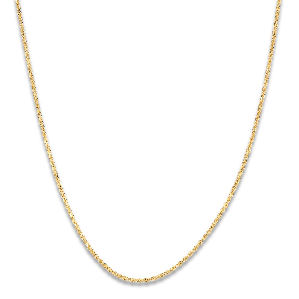 Solid Glitter Rope Necklace 14K Yellow Gold 16" 1.6mm 2ScKd1MD