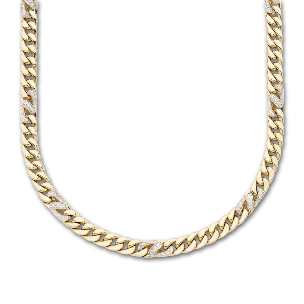 Diamond Cuban Link Necklace 2 ct tw Round 10K Two-Tone Gold 2WUxGyXb