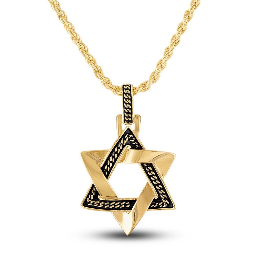 1933 by Esquire Men's Star of David Pendant Necklace 14K Yellow Gold-Plated Sterling Silver 22" 2Ws1dKo5