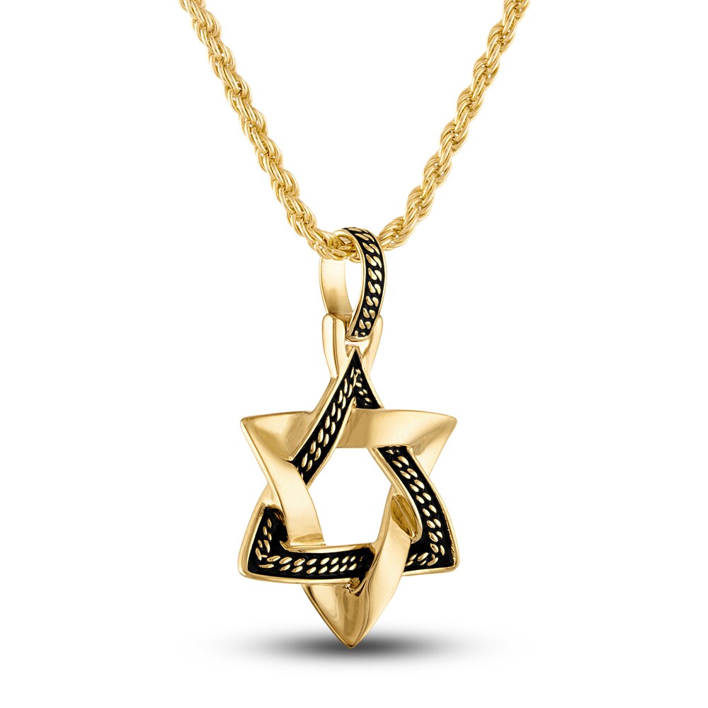 1933 by Esquire Men\'s Star of David Pendant Necklace 14K Yellow Gold-Plated Sterling Silver 22\" 2Ws1dKo5