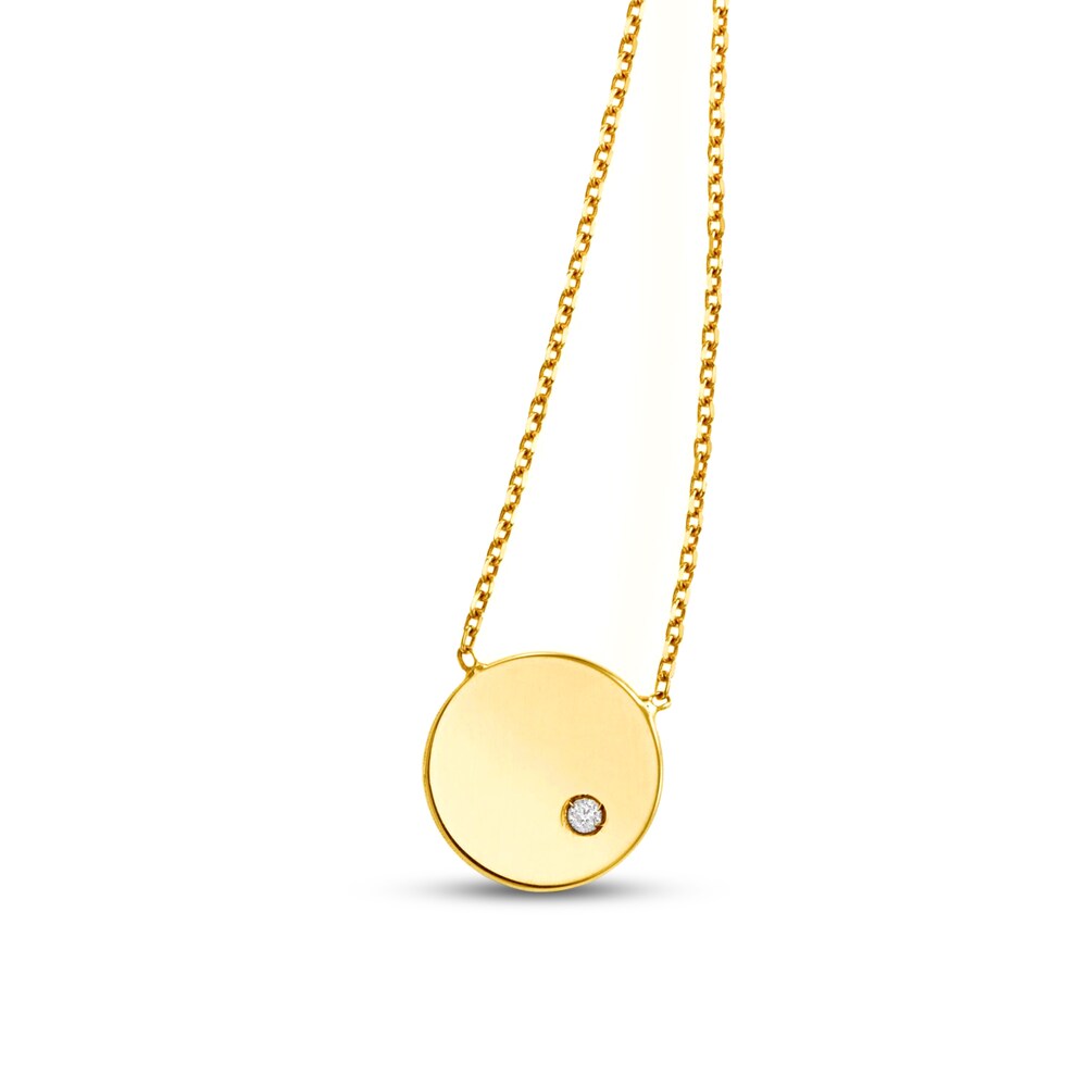 Round Pendant Necklace Diamond Accent 14K Yellow Gold 2eWF1RGX