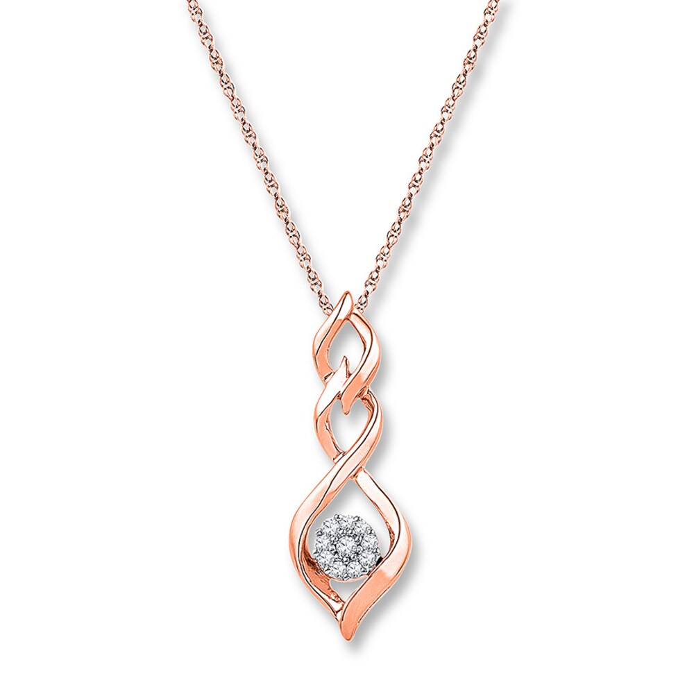 Diamond Necklace 1/10 ct tw Round-cut 10K Rose Gold 2gIpQ76k